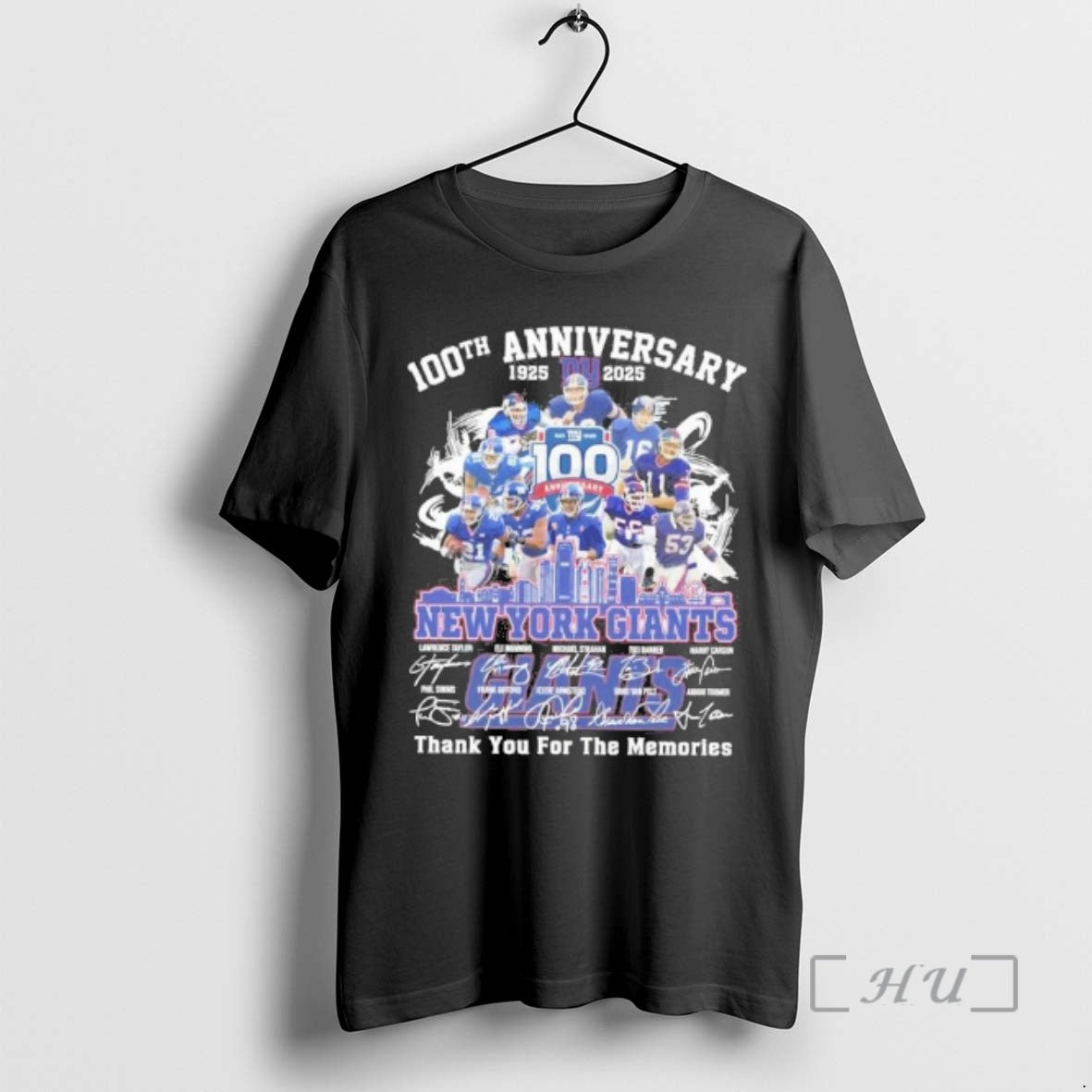 Trending 100th Anniversary 1925 2025 New York Giants Football Team Signature Premium T Shirts Sweater Hoodie, Sweatshirt
