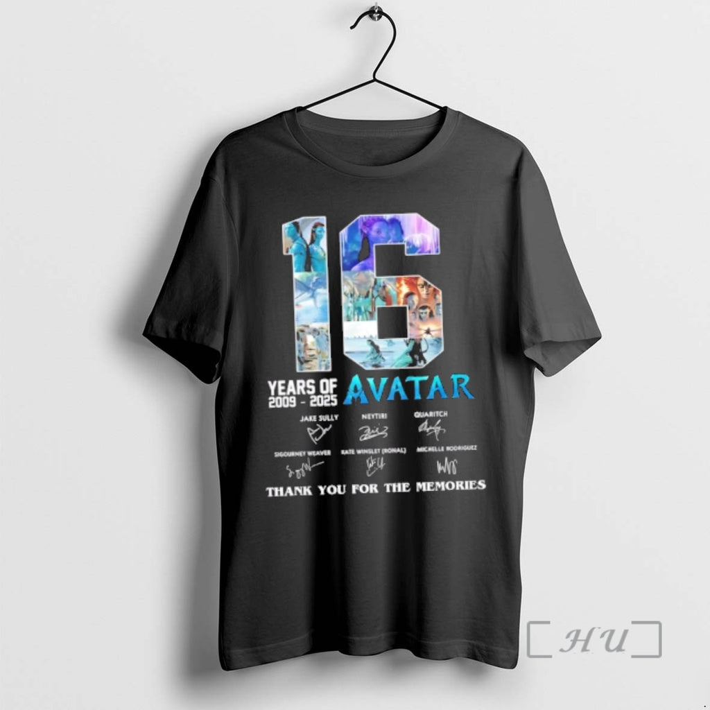 Trending 16 Years 2009 2025 Avatar Movies 3 Thank You For The Memories Signatures Premium T-Shirts, Hoodie, Sweatshirt