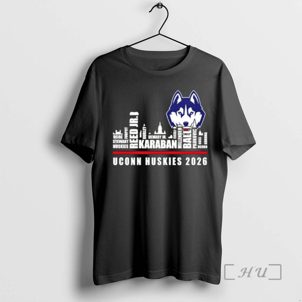 Trending 2026 Uconn Huskies All Names City Skyline T-Shirts, Hoodie, Sweatshirt