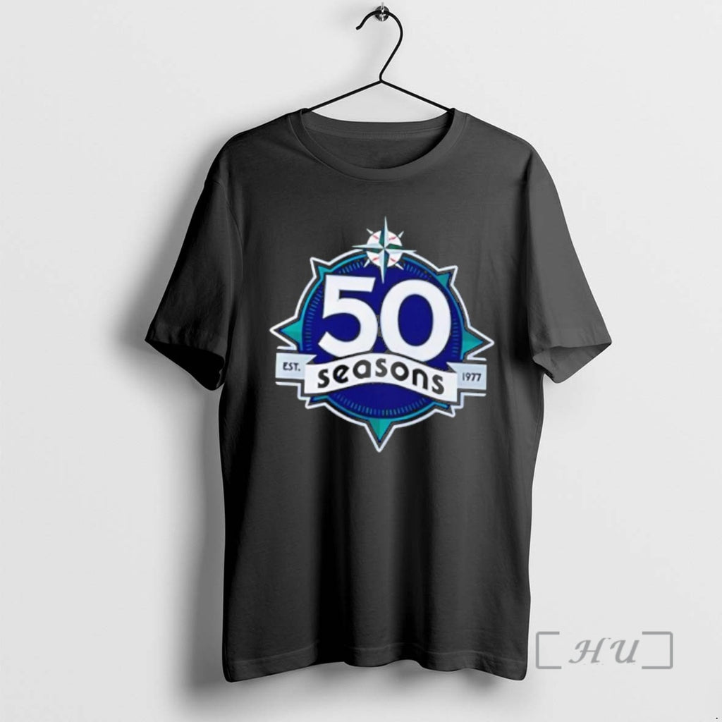 Trending 50 Seasons Established 1977 Compass Star Anniversary Logo Seattle Sports Team Premium T Shirts Hoodie, Sweatshirt