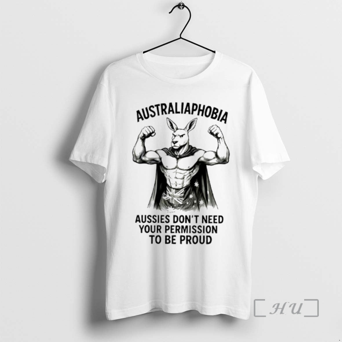 Trending Australiaphobia Aussies Dont Need Your Permission To Be Proud Kangaroo Australian Flag Graphic Premium T-Shirts,...