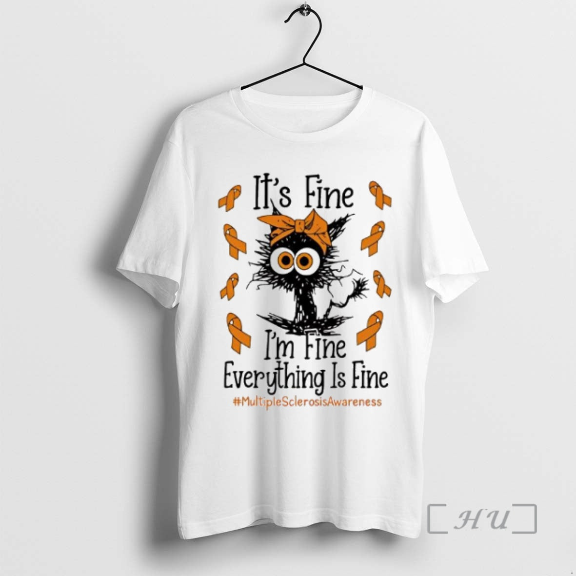 Trending Black Cat Its Fine Im Fine Multiple Sclerosis Logo T-Shirts, Hoodie, Sweatshirt | PopFlextees.com