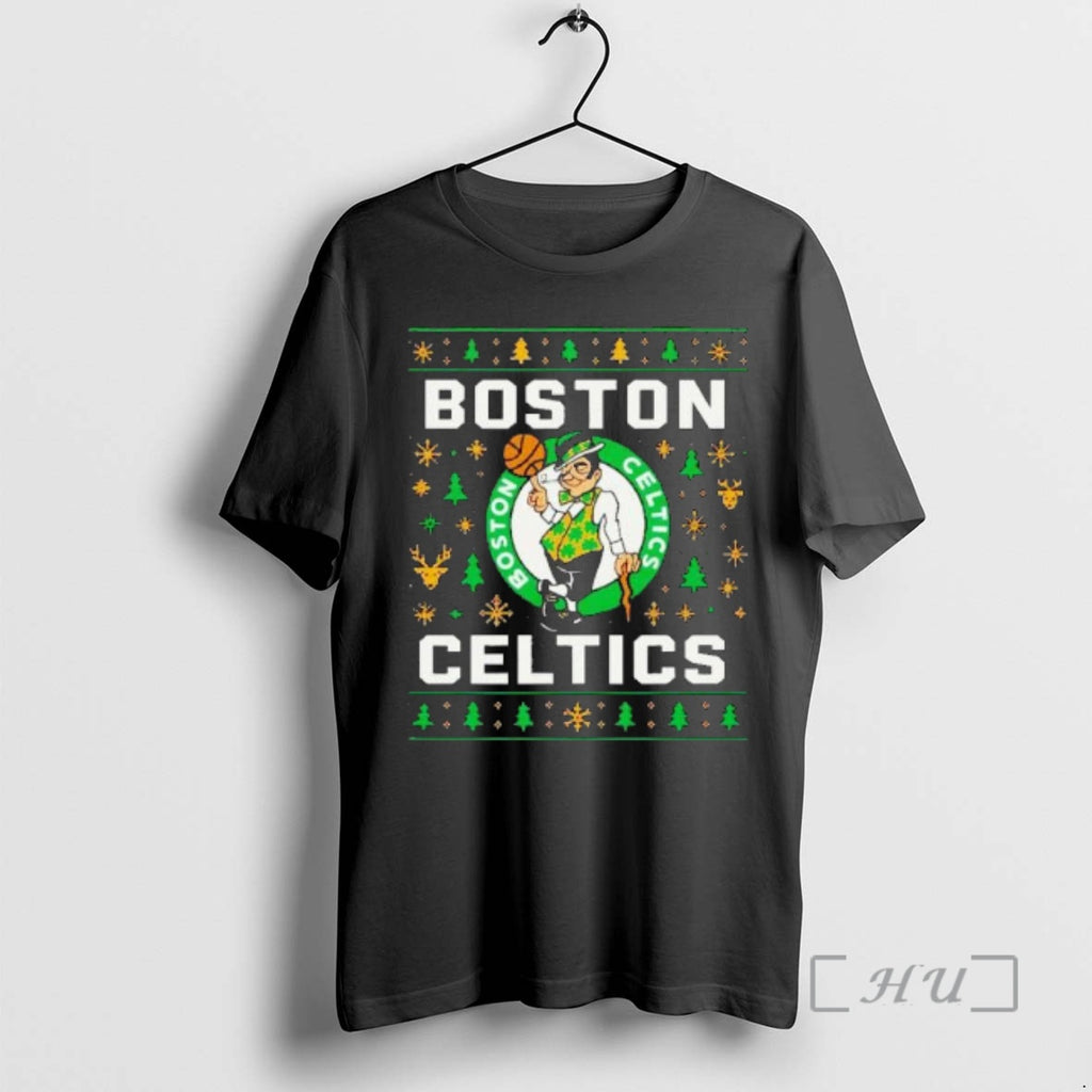 Trending Boston Celtics Basketball Team Ugly Christmas Logo T-Shirts, Hoodie, Sweatshirt | PopFlextees.com