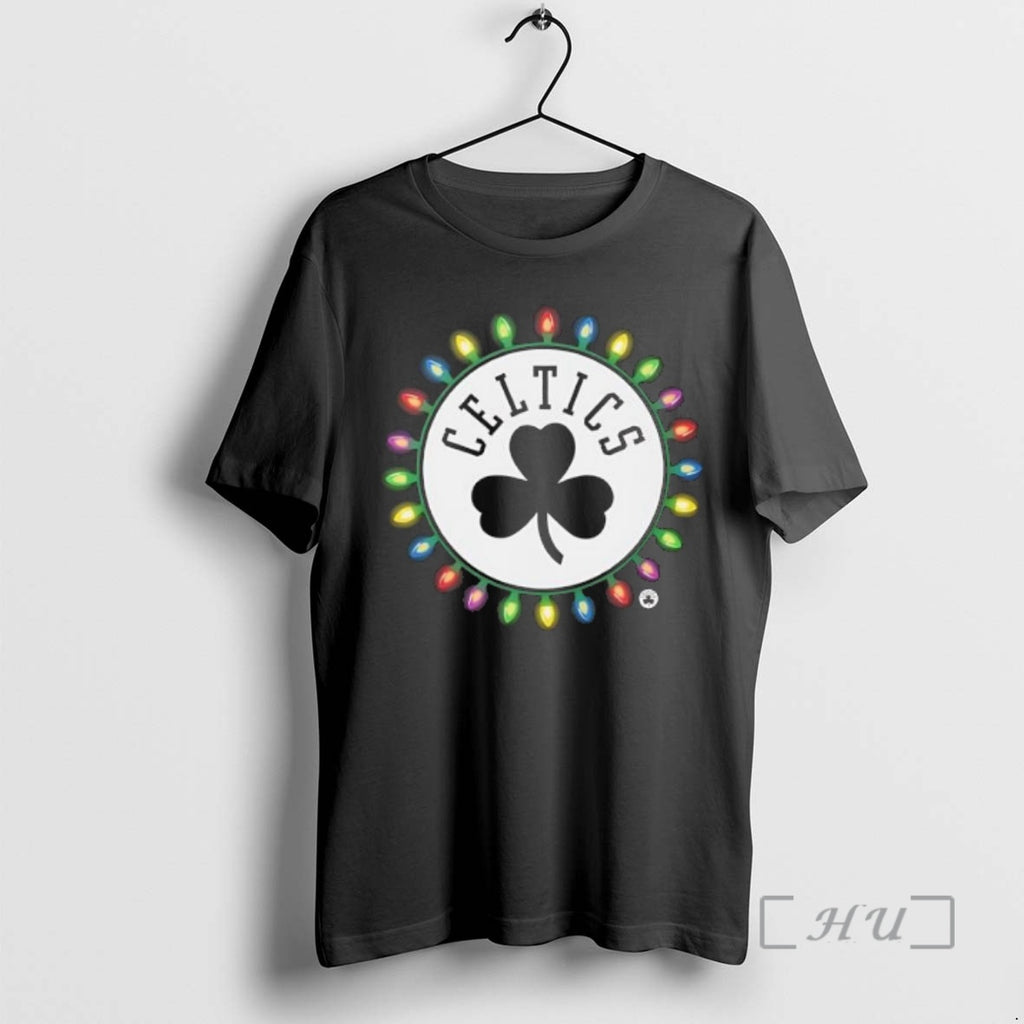 Trending Boston Celtics Logo Lights Merry Christmas T-Shirts, Hoodie, Sweatshirt | PopFlextees.com