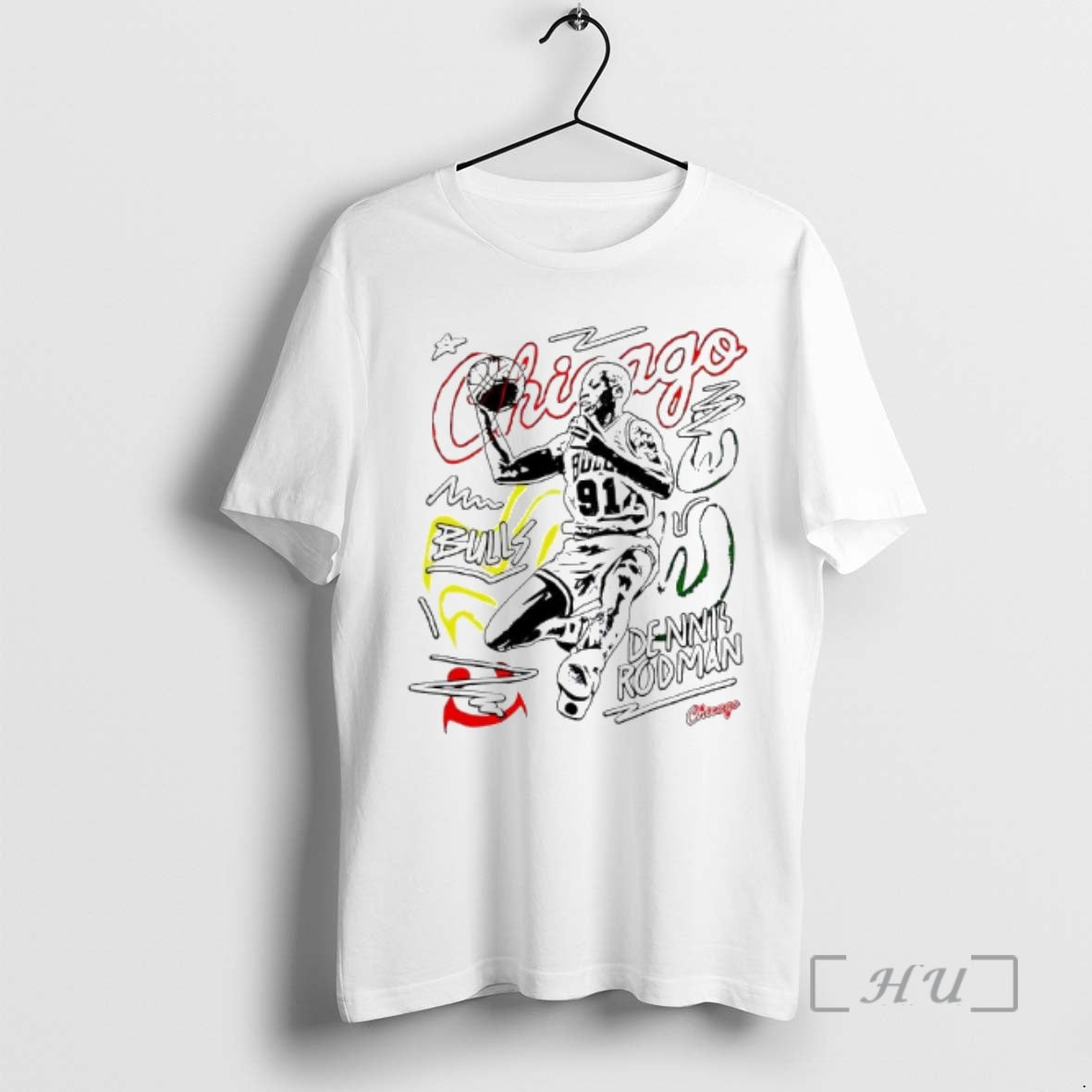 Trending Dennis Rodman Chicago Bulls Chalked Up Signature T-Shirts, Hoodie, Sweatshirt | PopFlextees.com