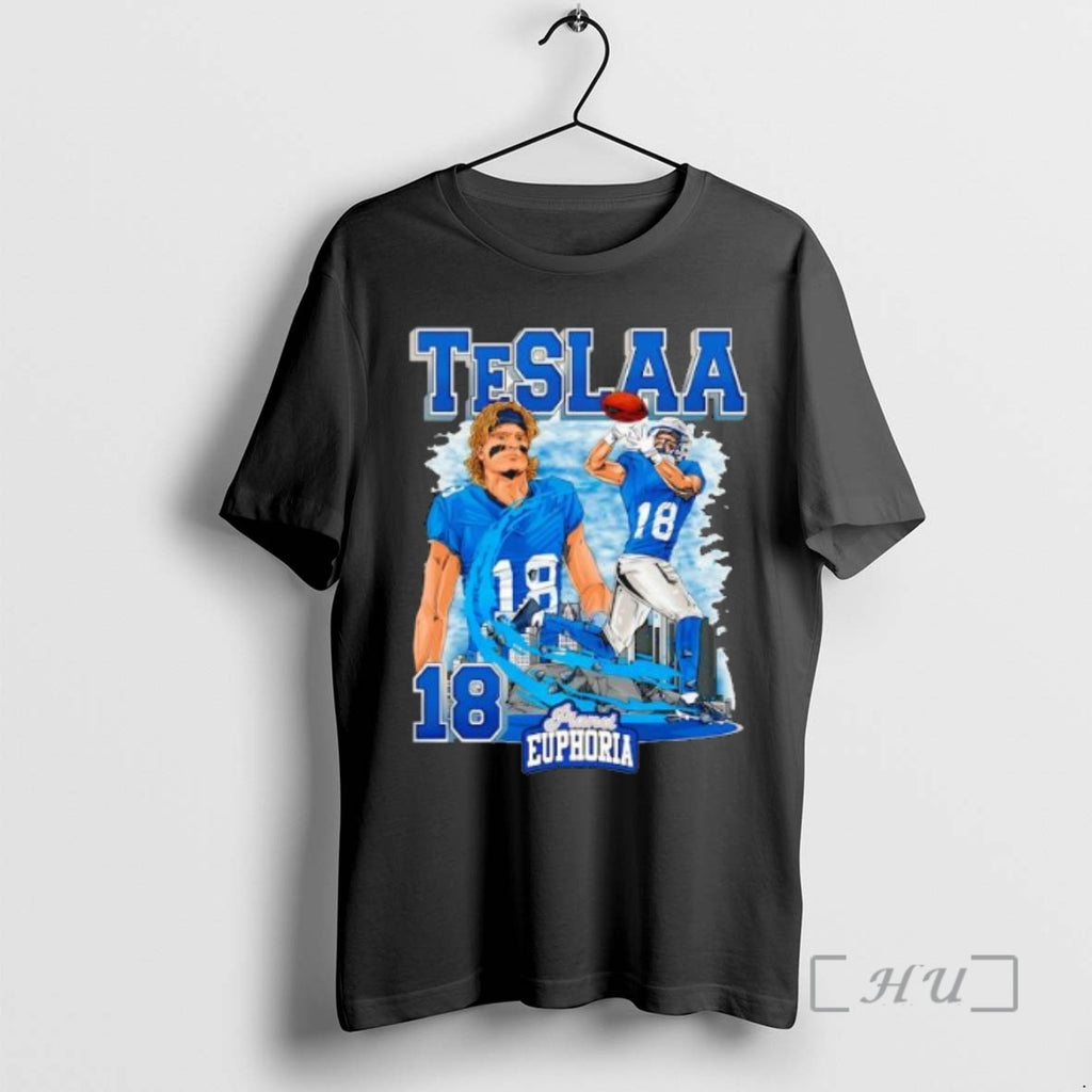 Trending Detroit Lions Isaac Teslaa 18 Skyline Graphic T-Shirts, Hoodie, Sweatshirt | PopFlextees.com