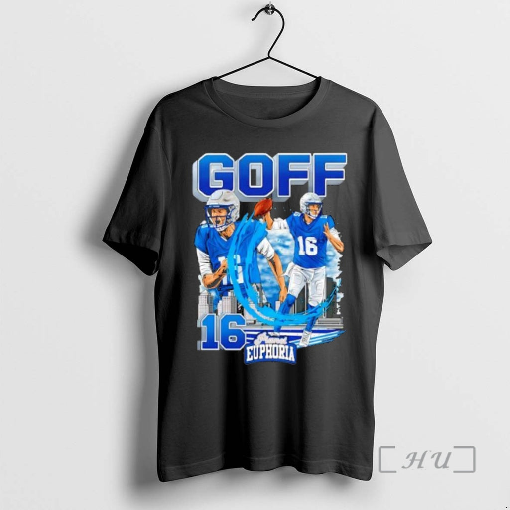 Trending Detroit Lions Jared Goff 16 Skyline Graphic T-Shirts, Hoodie, Sweatshirt | PopFlextees.com