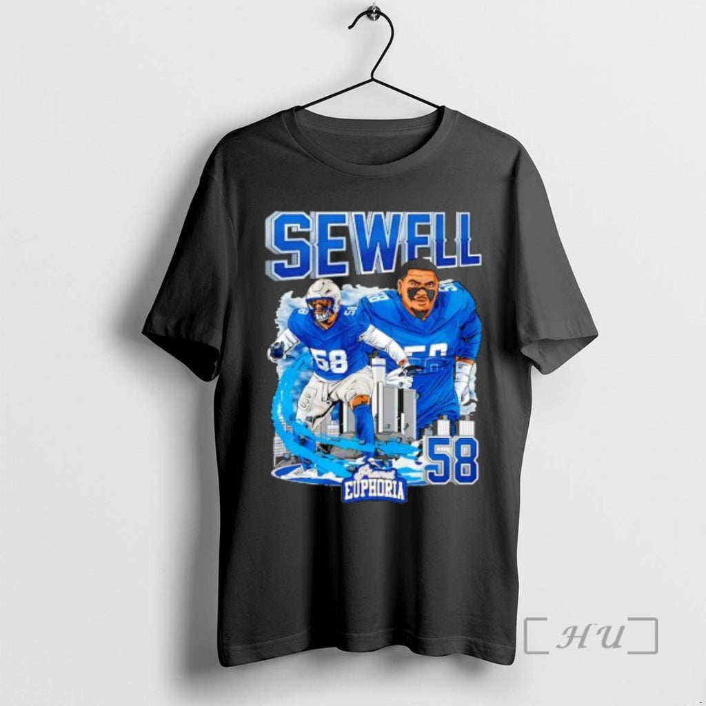 Trending Detroit Lions Penei Sewell 58 Skyline Graphic T-Shirts, Hoodie, Sweatshirt | PopFlextees.com