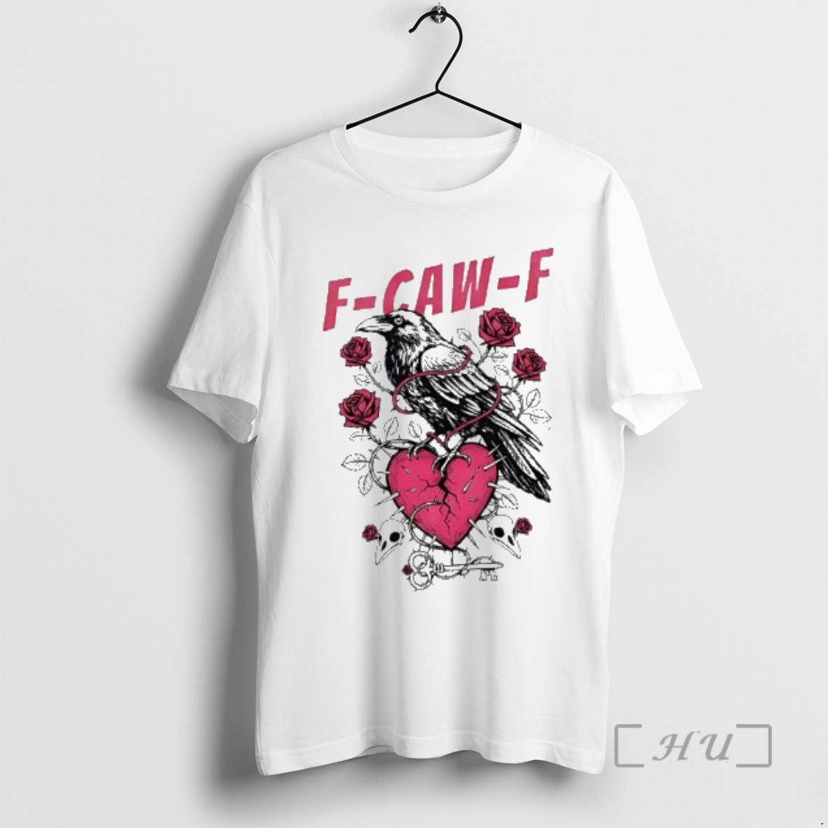 Trending F Caw F Raven Crow Heart Rose T-Shirts, Hoodie, Sweatshirt | PopFlextees.com