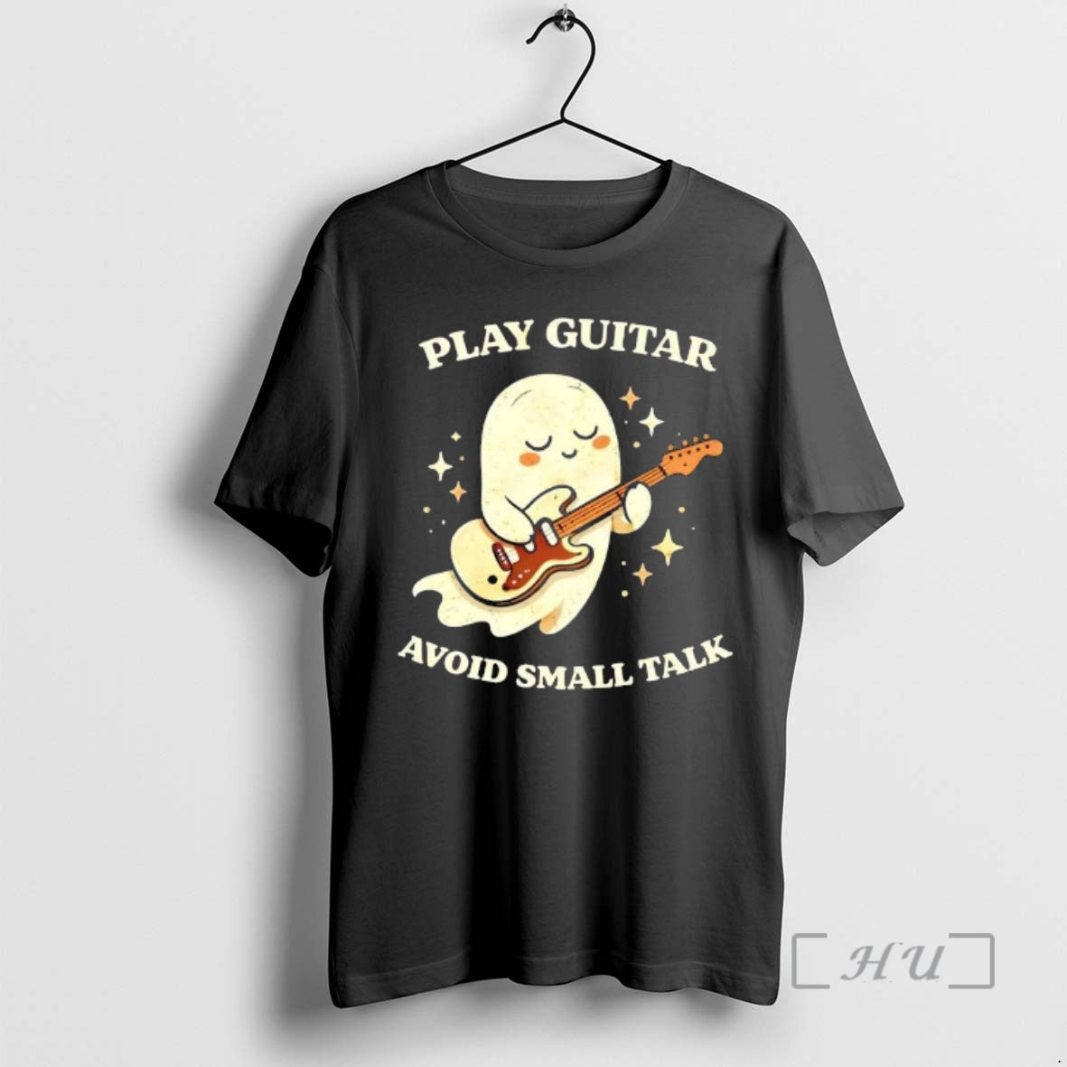 Trending Ghost Play Guitar Avoid Small Talk T-Shirts, Hoodie, Sweatshirt | PopFlextees.com