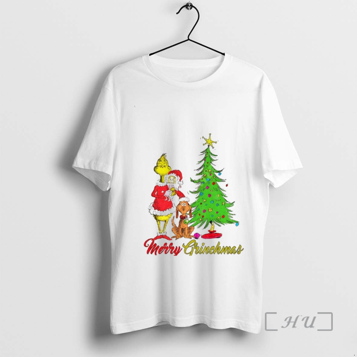Trending Grinch Cindy Lou Who And Max The Dog Christmas Tree Merry Grinchmas Premium T-Shirts, Hoodie, Sweatshirt
