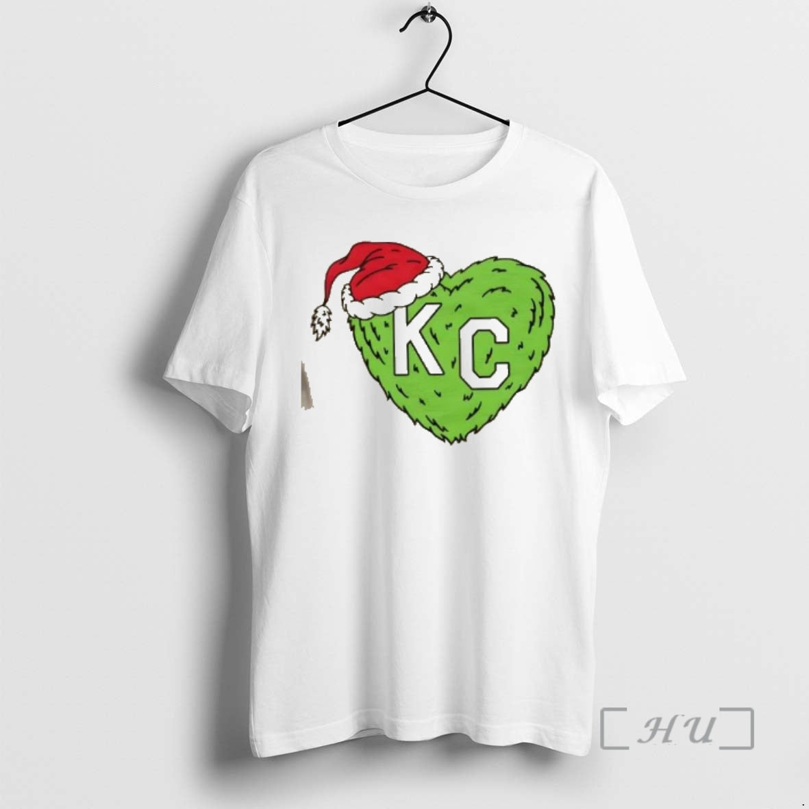 Trending Grinch Santa Hat Kc Heart T-Shirts, Hoodie, Sweatshirt