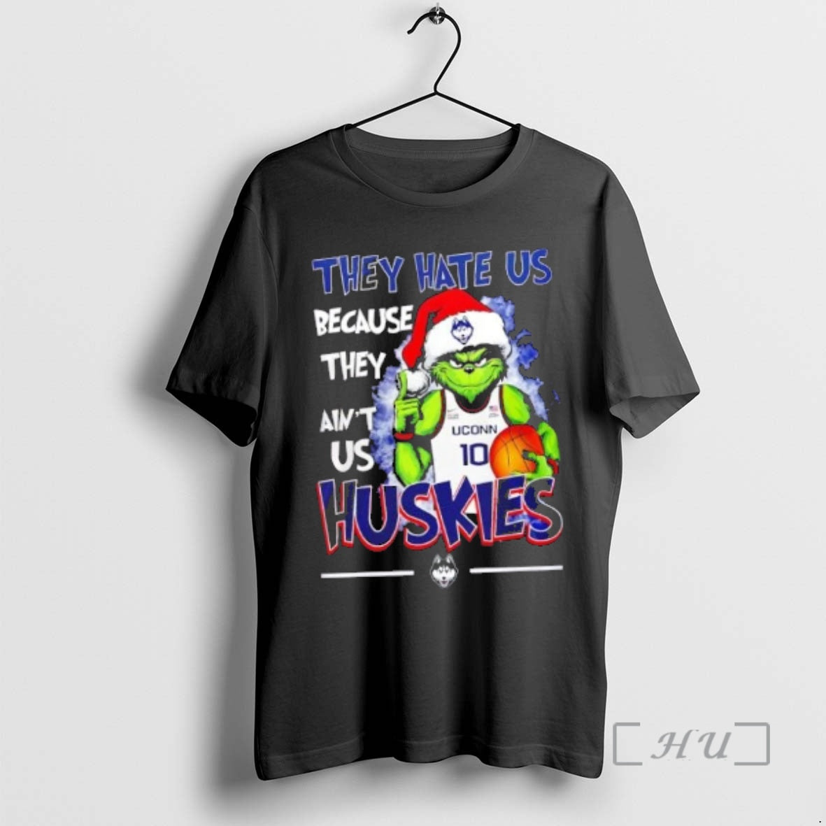 Trending Grinch They Hate Us Because They Aint Us Uconn Huskies Basketball 2 Sided T-Shirts, Hoodie, Sweatshirt