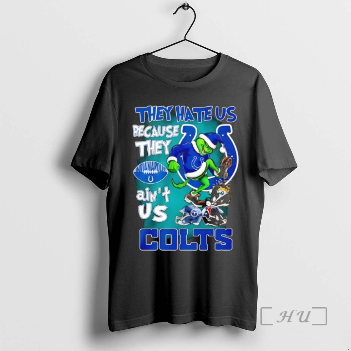 Trending Grinch They Hate Us Because They Aint Us Indianapolis Colts Premium T Shirts Sweater Hoodie, Sweatshirt