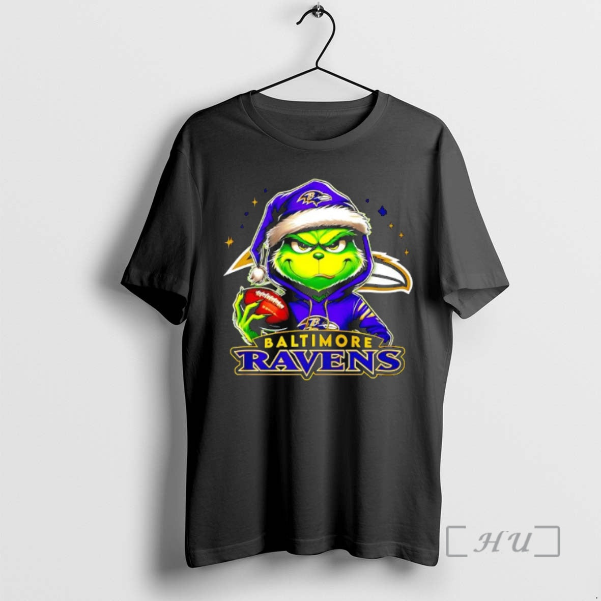 Trending Grinch Wearing Santa X Baltimore Ravens Hat Christmas T-Shirts, Hoodie, Sweatshirt | PopFlextees.com