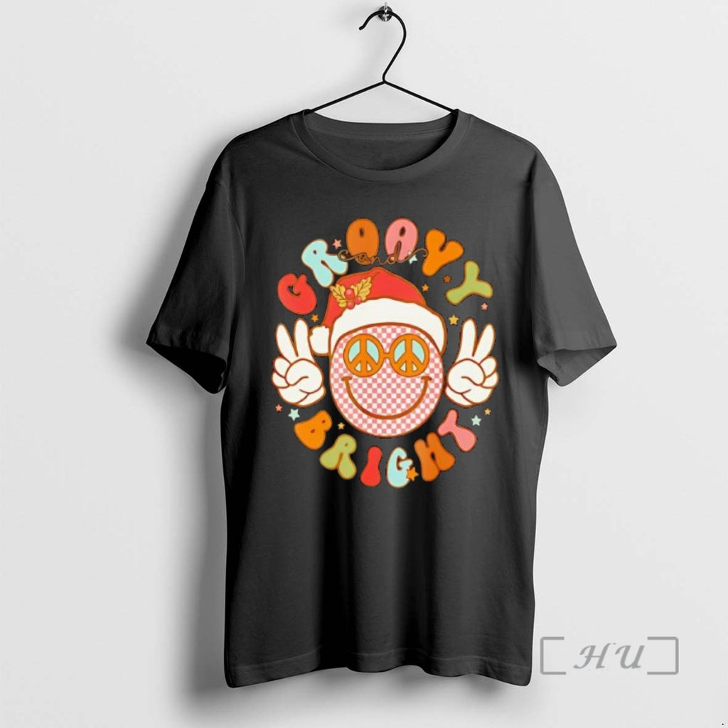 Trending Groovy And Bright Christmas Hat Happy Face Holiday T-Shirts, Hoodie, Sweatshirt | PopFlextees.com