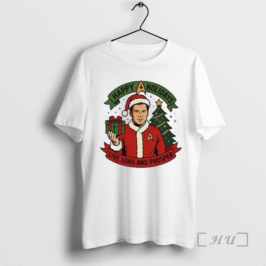 Trending Happy Holidays Live Long And Prosper T-Shirts, Hoodie, Sweatshirt | PopFlextees.com