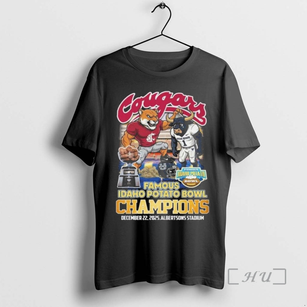Trending Houston Cougars 2025 Famous Idaho Potato Bowl Champions Mascot Vintage Premium T Shirts Sweater Hoodie, Sweatshirt