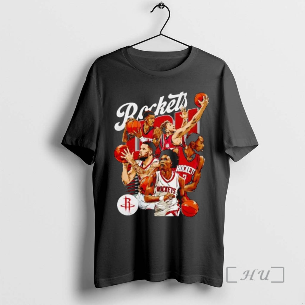 Trending Houston Rockets Starting 5 Retro Vibe Graphic T-Shirts, Hoodie, Sweatshirt | PopFlextees.com