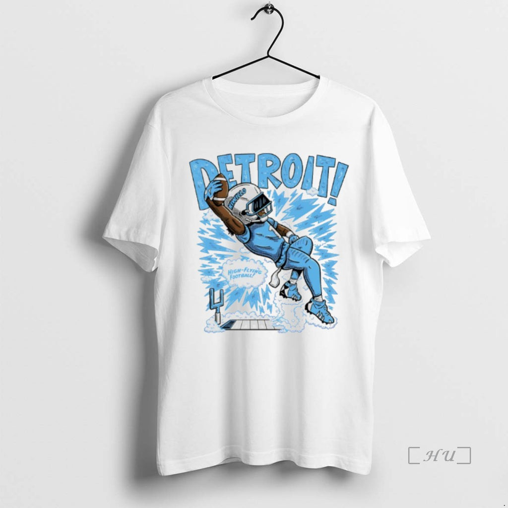 Trending Jameson Williams Detroit Lions High Flying Football Graphic T-Shirts, Hoodie, Sweatshirt | PopFlextees.com