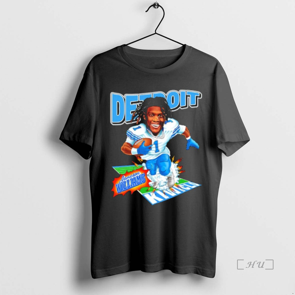 Trending Jameson Williams Running Detroit Lions Caricature T-Shirts, Hoodie, Sweatshirt | PopFlextees.com