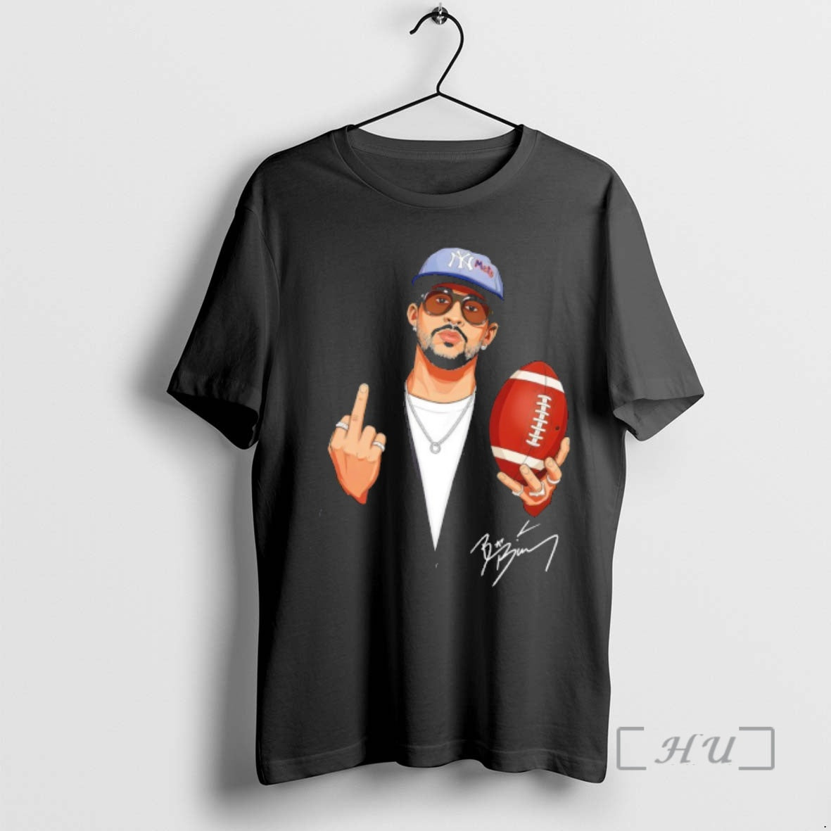 Trending Jdkbnyv8 Bad Bunny Middle Finger Im Here For The Benito Bowl Lx 2026 Signature T-Shirts, Hoodie, Sweatshirt