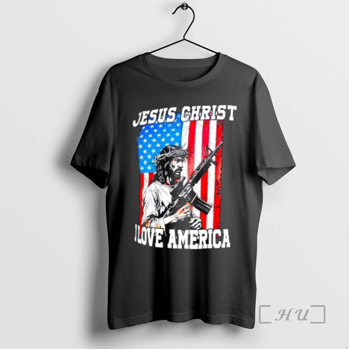 Trending Jesus Christ I Love America Rifle American Flag Graphic T-Shirts, Hoodie, Sweatshirt | PopFlextees.com