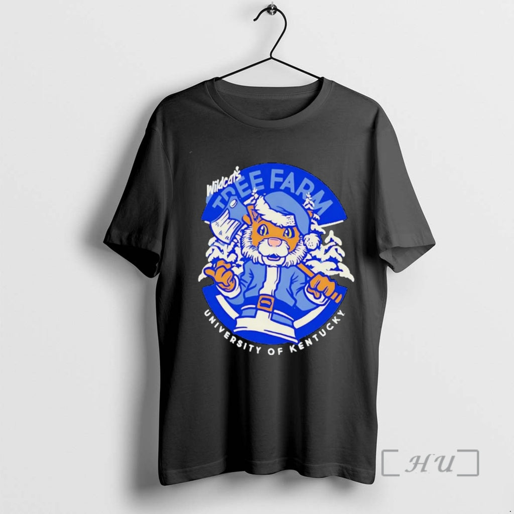Trending Kentucky Wildcats Mascot Santa Tree Farm Christmas T-Shirts, Hoodie, Sweatshirt | PopFlextees.com