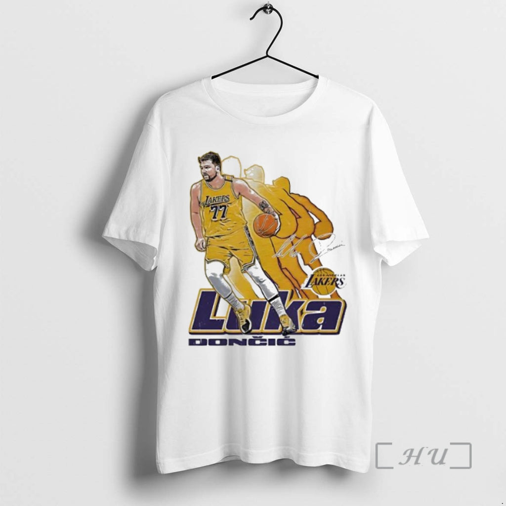 Trending Luka Doncic Los Angeles Lakers Signature 77 Retro Vibe Graphic Premium T Shirts Sweater Hoodie, Sweatshirt