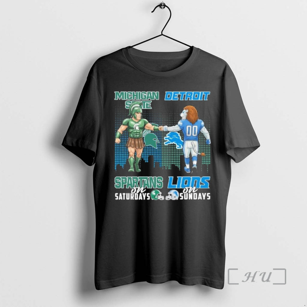 Trending Mascots Michigan State On Saturday And Lions On Sundays T-Shirts, Hoodie, Sweatshirt | PopFlextees.com