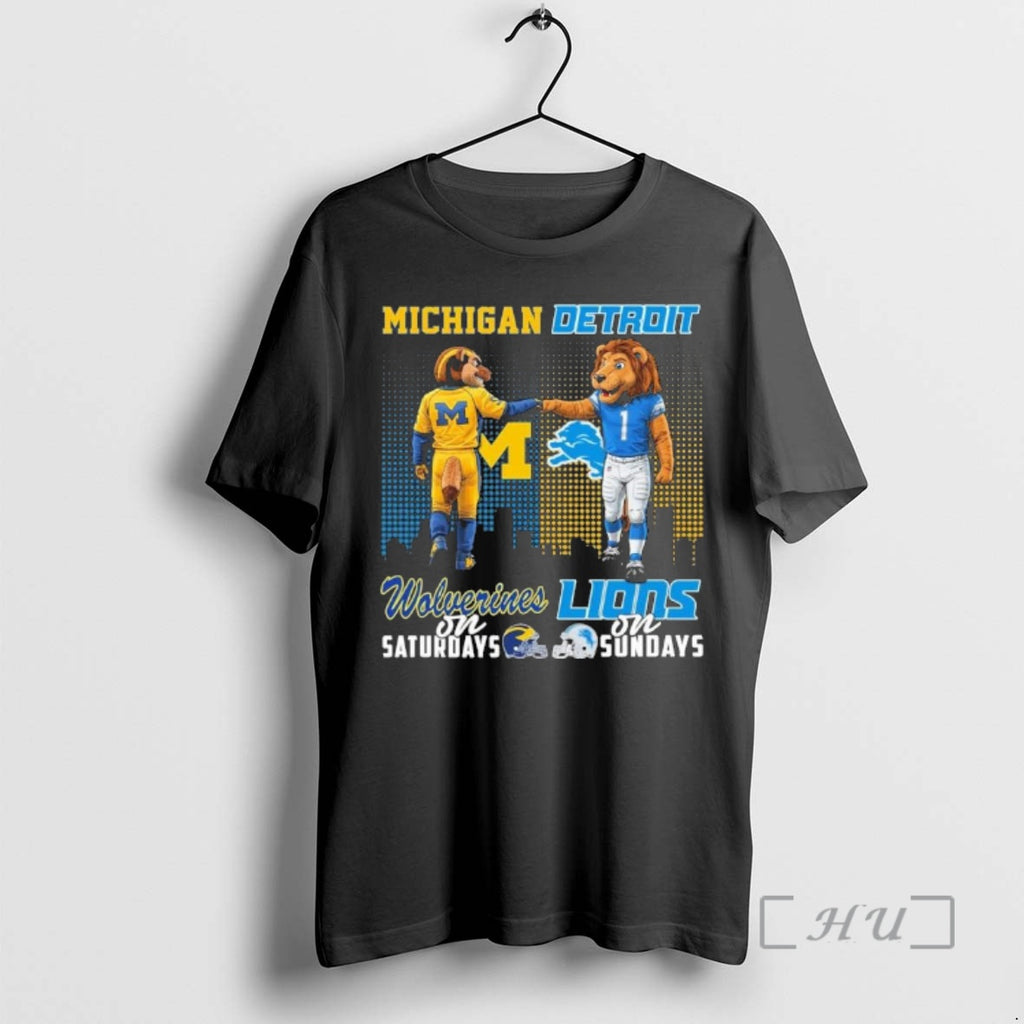 Trending Mascots Michigan On Saturday And Lions On Sundays T-Shirts, Hoodie, Sweatshirt | PopFlextees.com