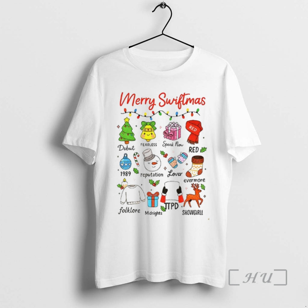 Trending Merry Swiftmas Debut Fearless Speak Now Red 1989 Reputation Merry Christmas Premium T Shirts Hoodie, Sweatshirt