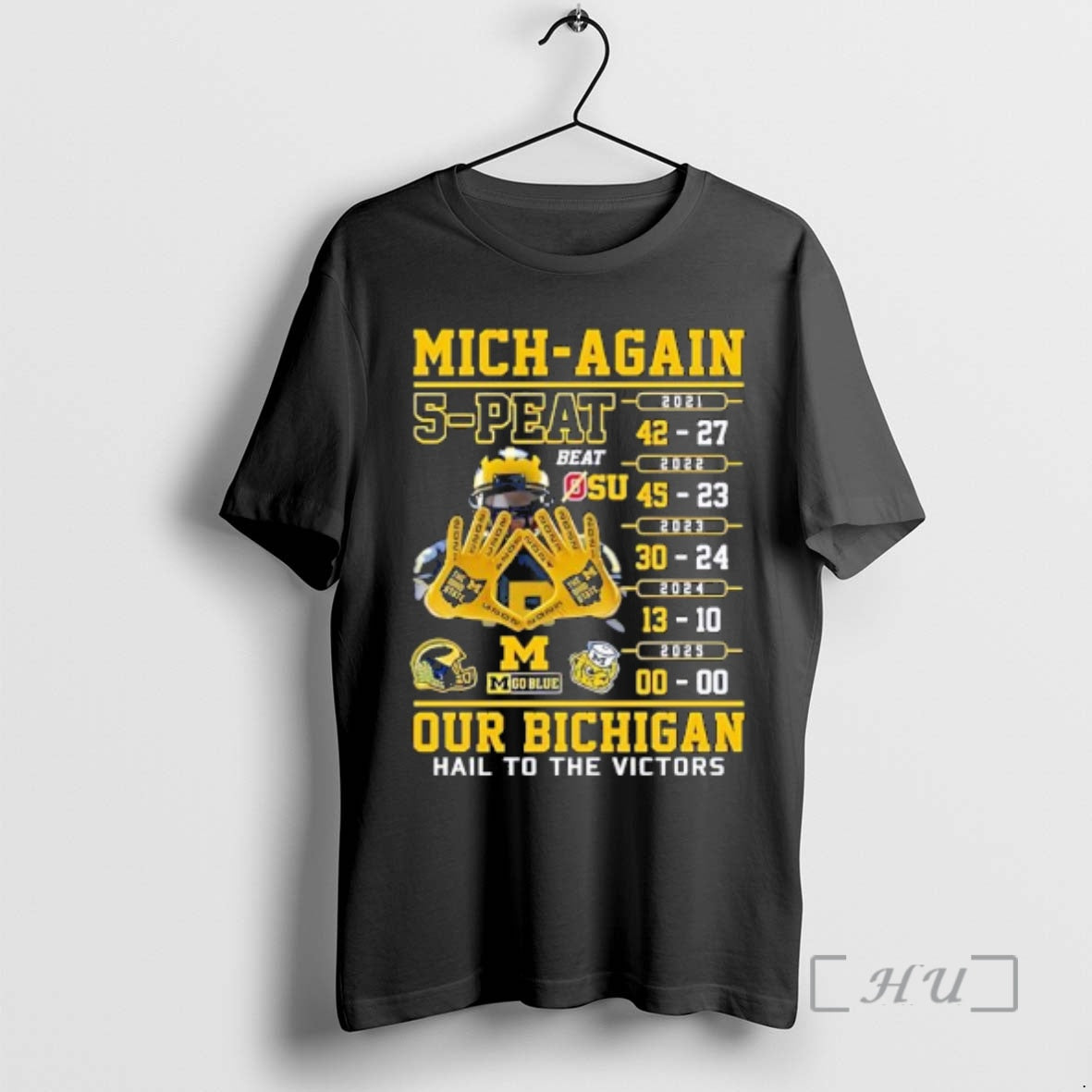 Trending Michigan Mich Again 5 Peat Our Bichigan Hail To The Victors Premium T Shirts Hoodie, Sweatshirt | PopFlextees.com