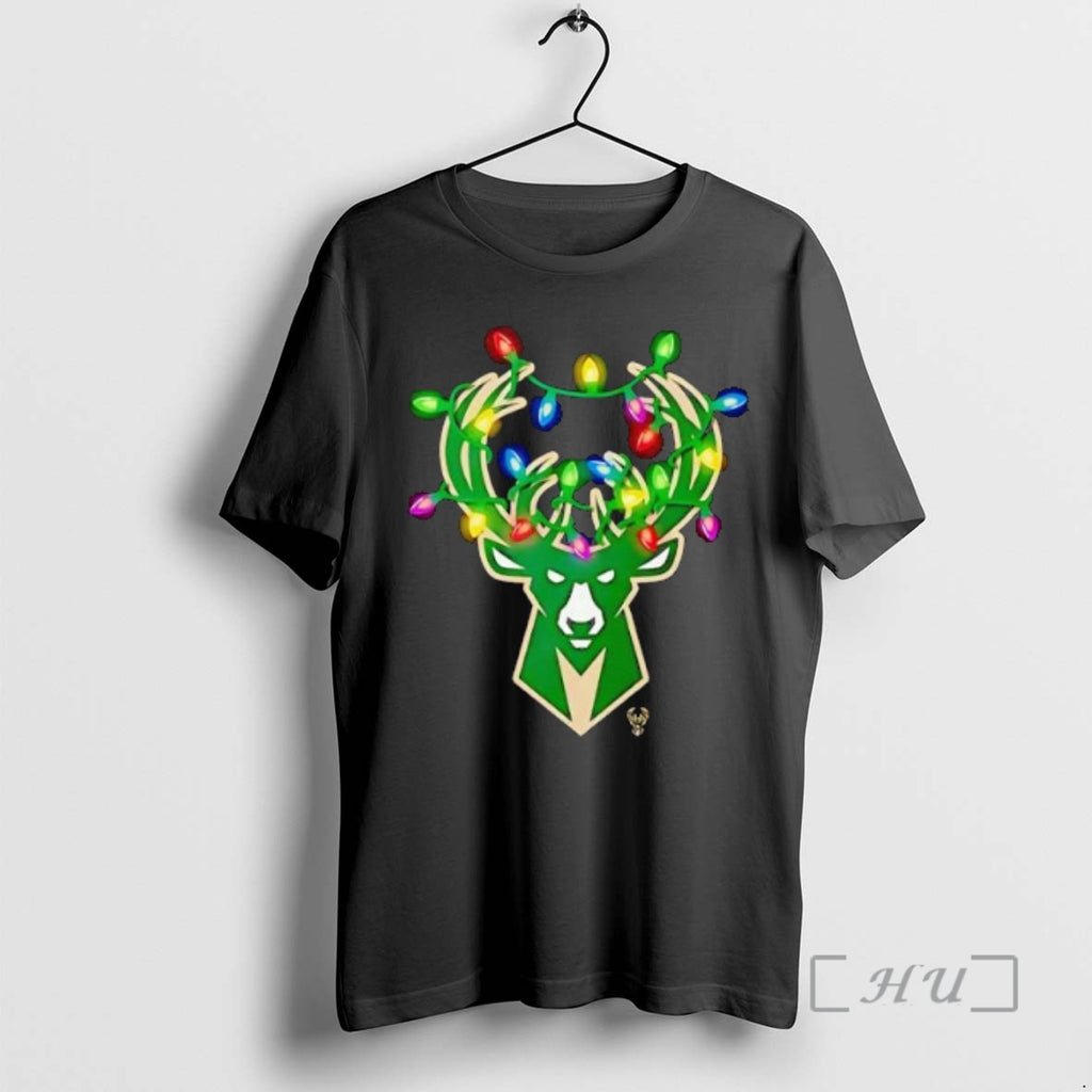 Trending Milwaukee Bucks Logo Lights Merry Christmas T-Shirts, Hoodie, Sweatshirt | PopFlextees.com