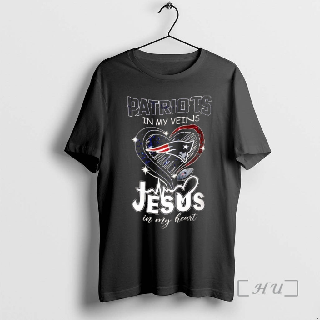 Trending Patriots In My Veins Jesus In My Heart Diamond T-Shirts, Hoodie, Sweatshirt | PopFlextees.com