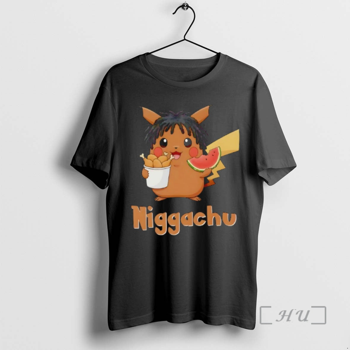 Trending Pikachi X Nigga Niggachu Eat Fried Chicken Drumsticks Watermelon T-Shirts, Hoodie, Sweatshirt