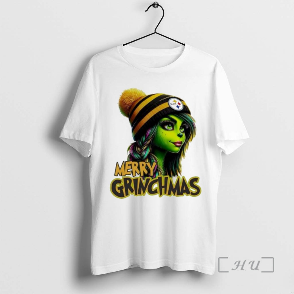 Trending Pittsburgh Steeler Christmas Girl Female Grinch T-Shirts, Hoodie, Sweatshirt | PopFlextees.com
