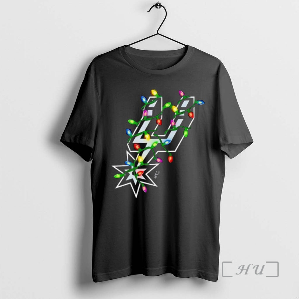 Trending San Antonio Spurs Logo Lights Merry Christmas T-Shirts, Hoodie, Sweatshirt | PopFlextees.com