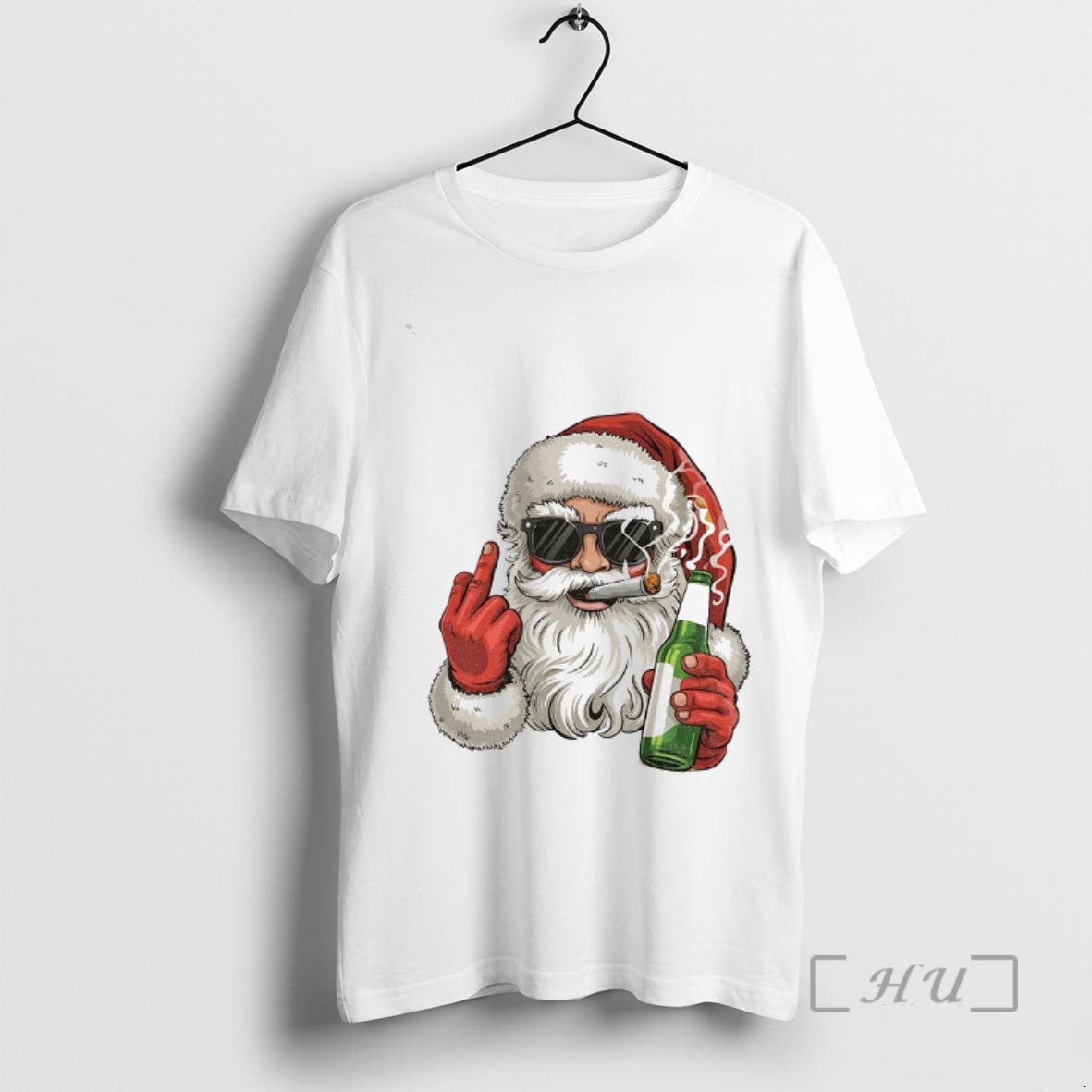 Trending Santa Claus Smoking Middle Finger Merry Christmas T-Shirts, Hoodie, Sweatshirt | PopFlextees.com