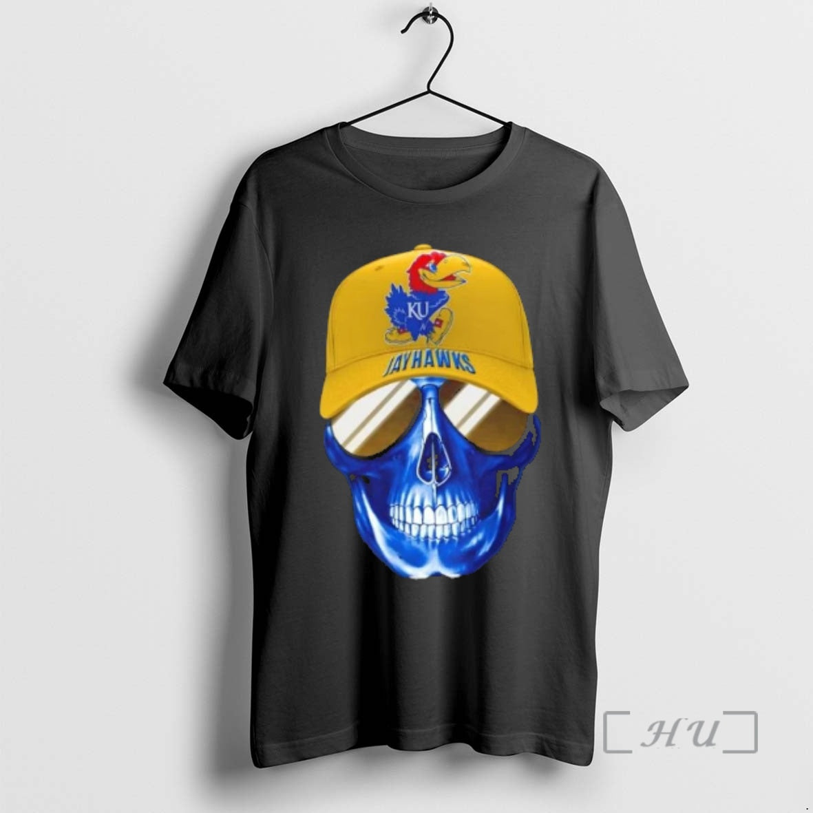 Trending Skull Wearing Cap Smile Kansas Jayhawks Fans T-Shirts, Hoodie, Sweatshirt