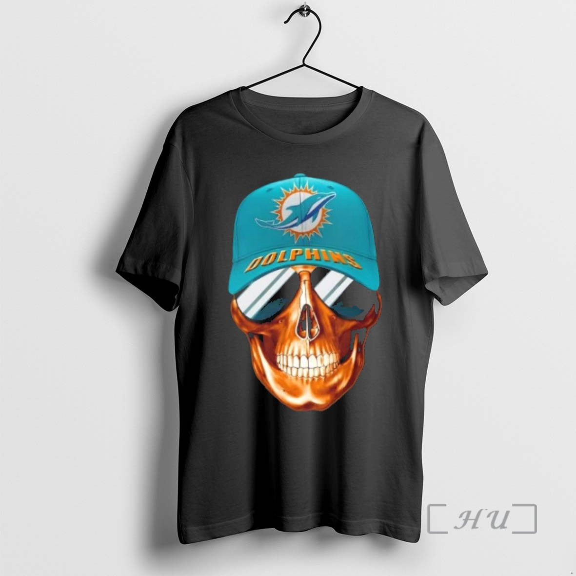 Trending Skull Wearing A Cap And Smile Miami Dolphins Fans T-Shirts, Hoodie, Sweatshirt | PopFlextees.com