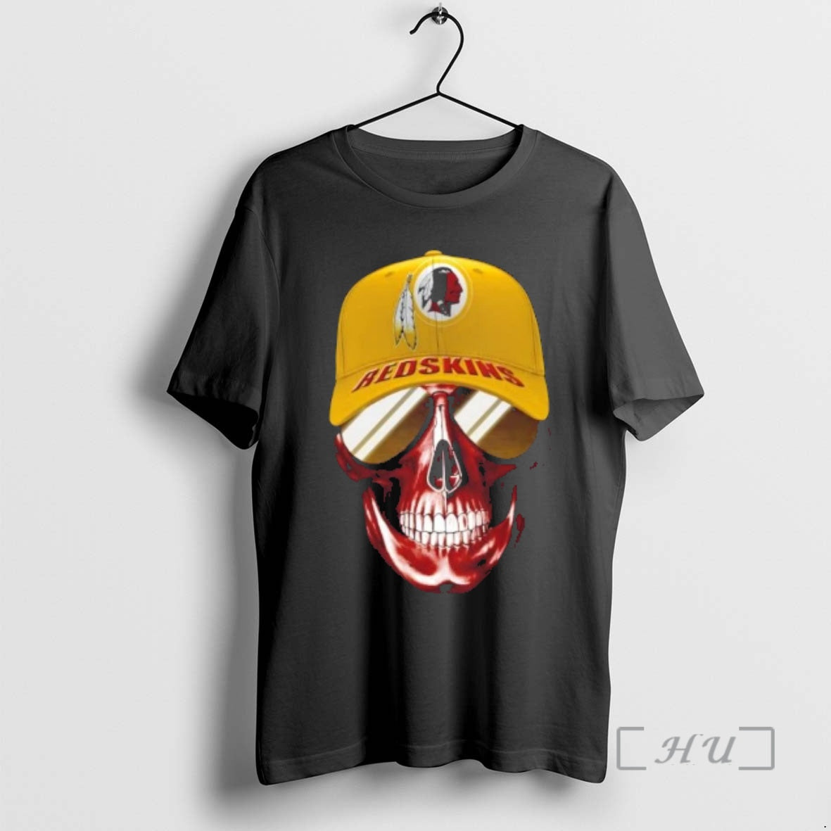 Trending Skull Wearing A Cap And Smile Washington Redskins Fans T-Shirts, Hoodie, Sweatshirt | PopFlextees.com