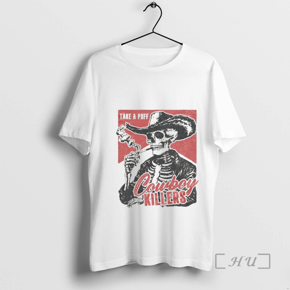 Trending Smoking Skeleton Take A Puff Cowboy Killers T-Shirts, Hoodie, Sweatshirt | PopFlextees.com