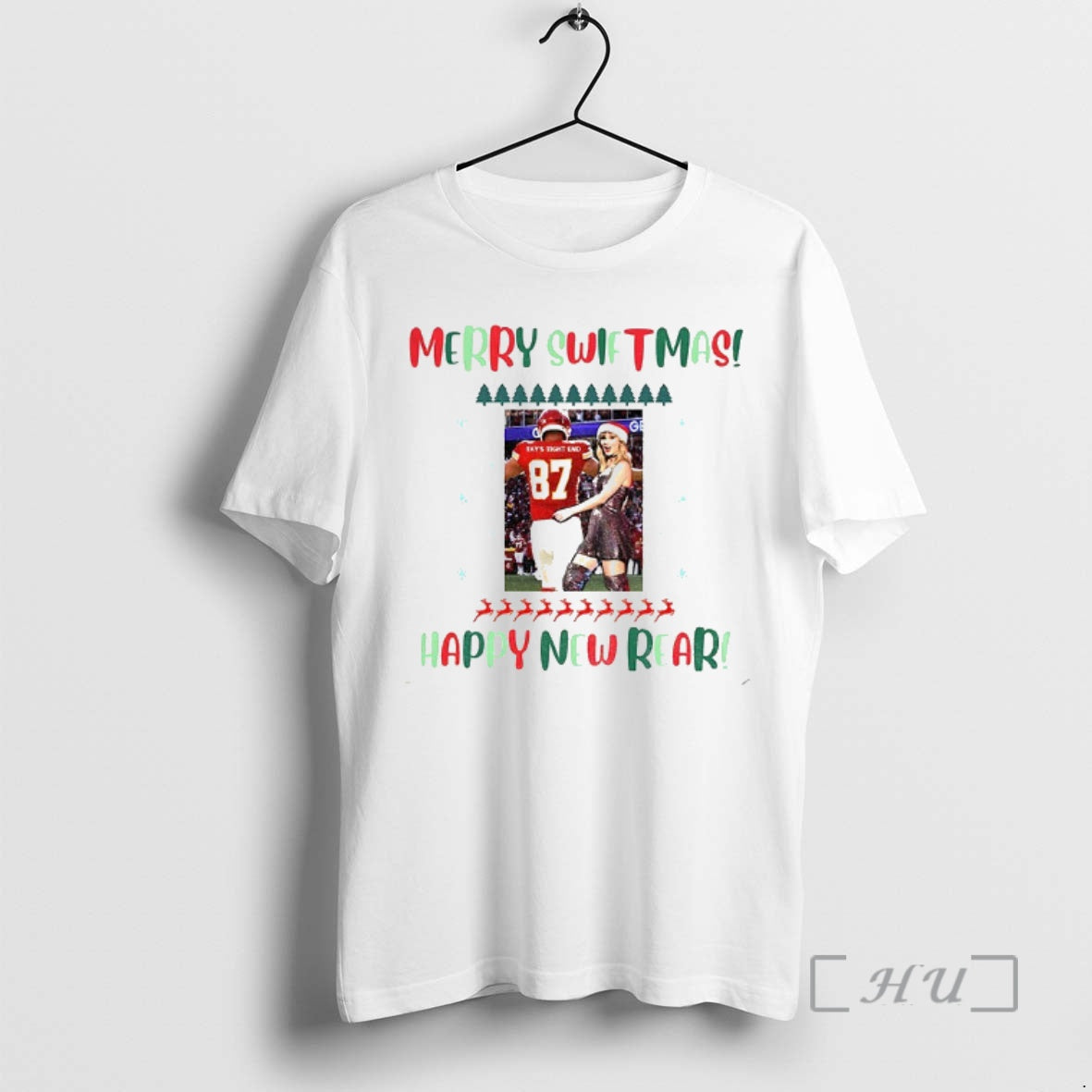 Trending Taylor Travis Kelce Merry Swiftmas Happy New Rear Meme T-Shirts, Hoodie, Sweatshirt | PopFlextees.com
