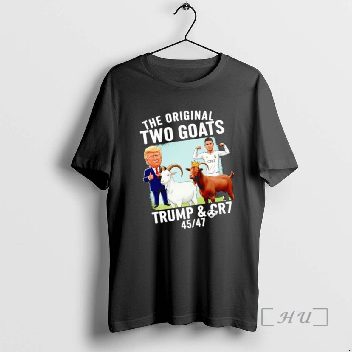 Trending Trump Ronaldo The Two Goats 45 47 Caricature T-Shirts, Hoodie, Sweatshirt | PopFlextees.com