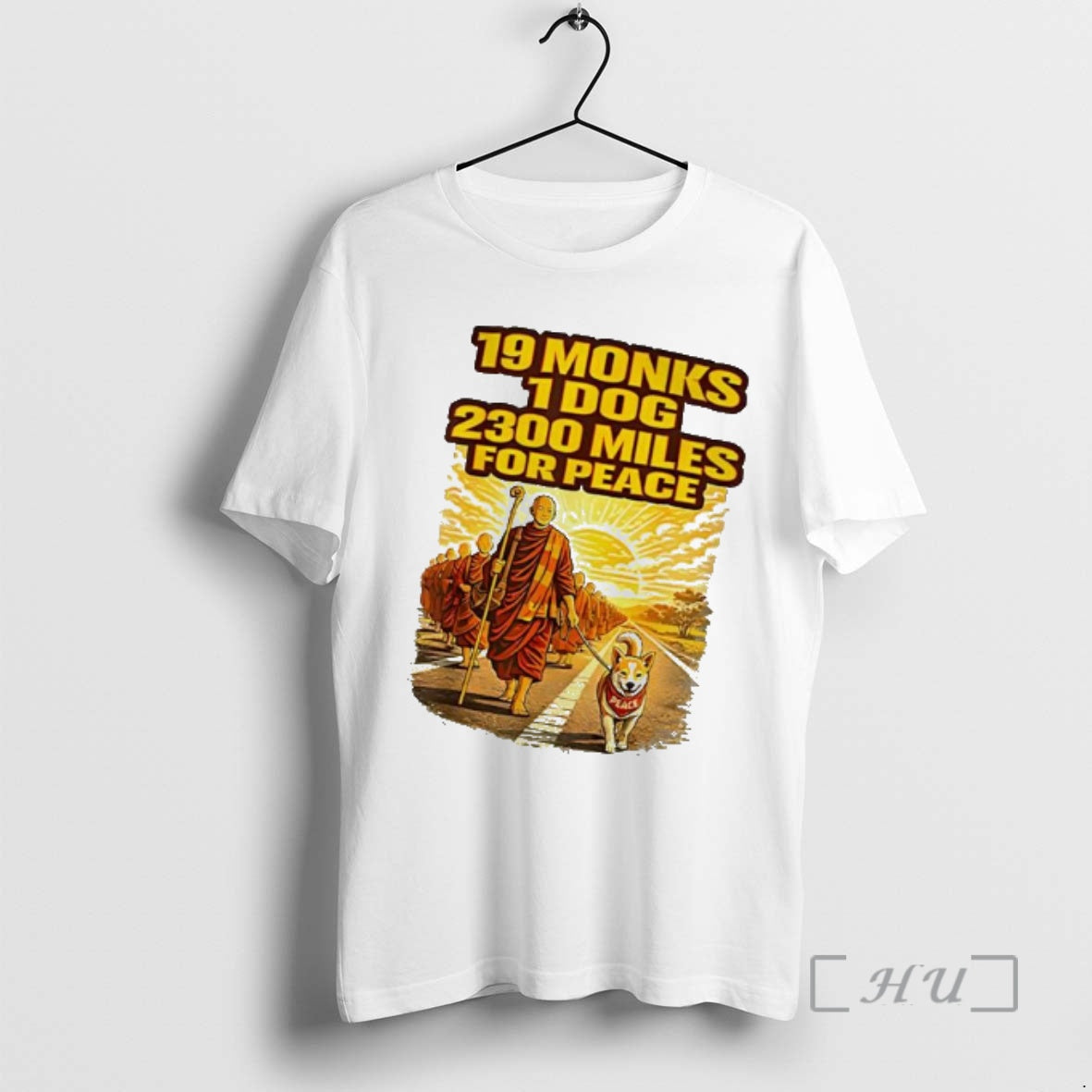 Trending Walk For Peace 19 Monks 1 Dog 2300 Miles For Peace Pilgrimage Premium T-Shirts, Hoodie, Sweatshirt | PopFlextees.com
