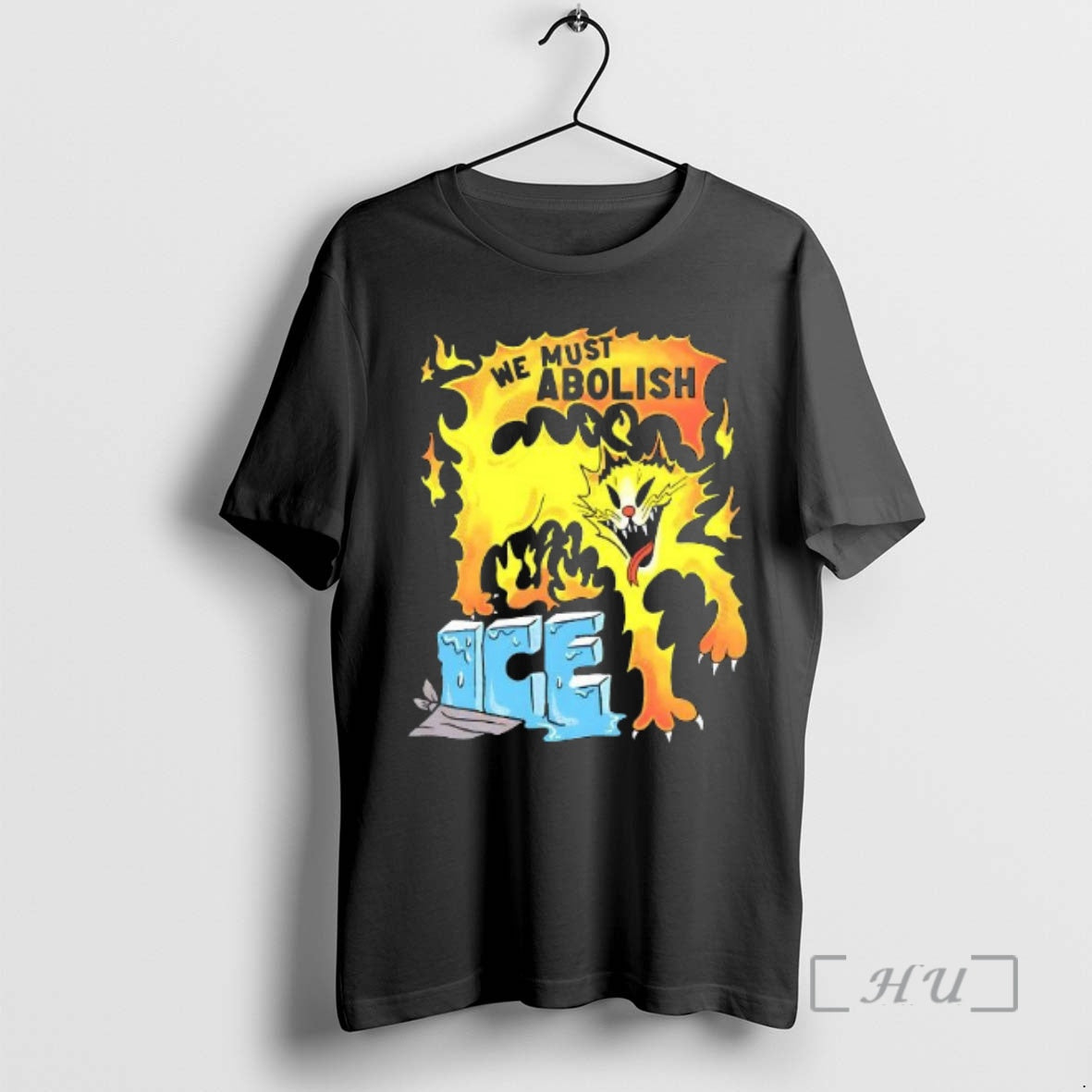 Trending We Must Abolish Ice Fire Cat Melts Ice Caricature T-Shirts, Hoodie, Sweatshirt | PopFlextees.com