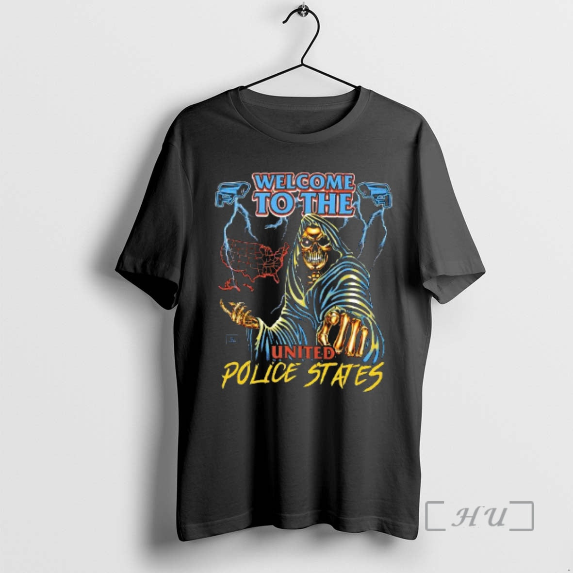Trending Welcome To The United Police States Grim Reaper T-Shirts, Hoodie, Sweatshirt | PopFlextees.com