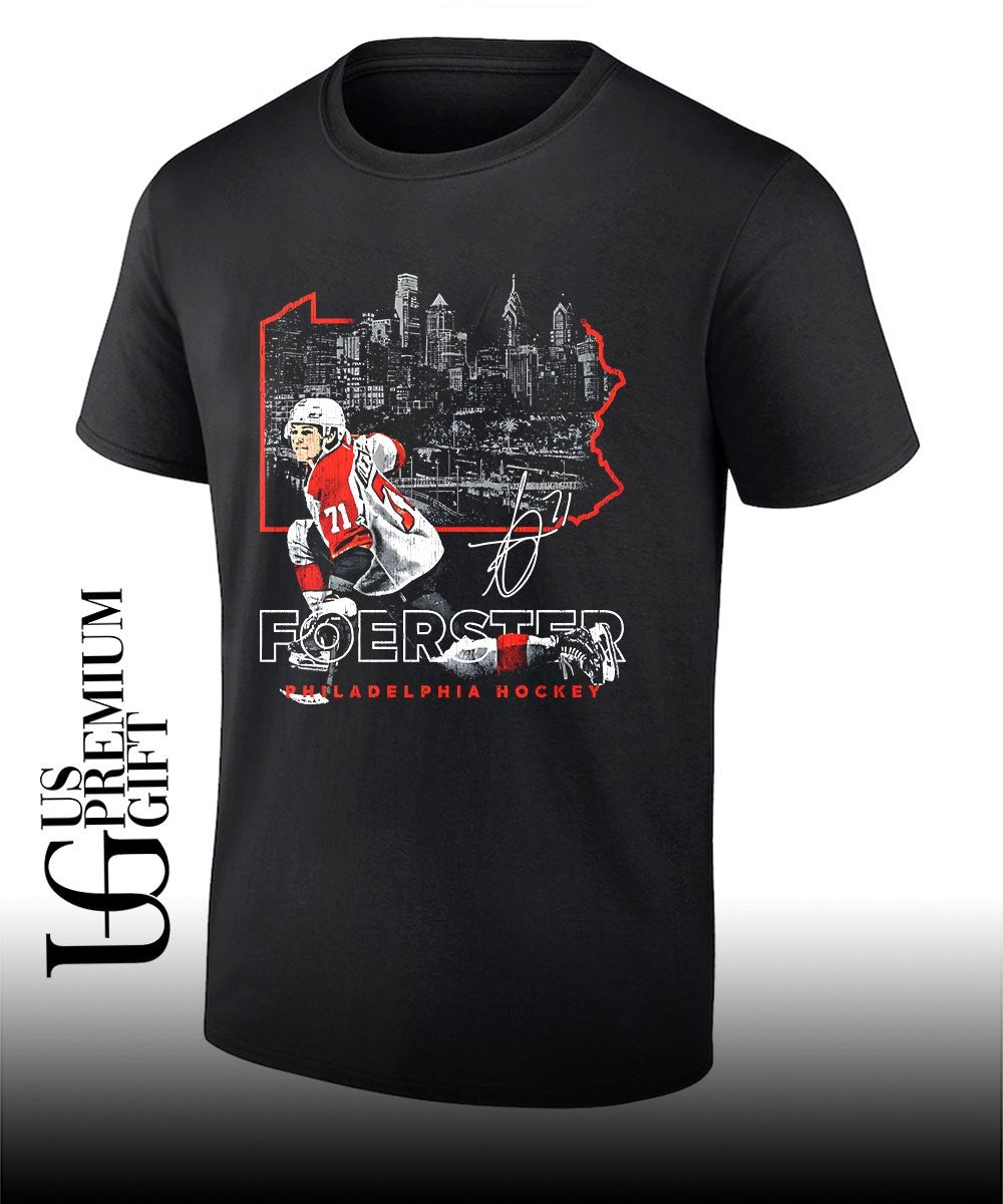 Tyson Foerster Philadelphia Flyers hockey signature map skyline shirt