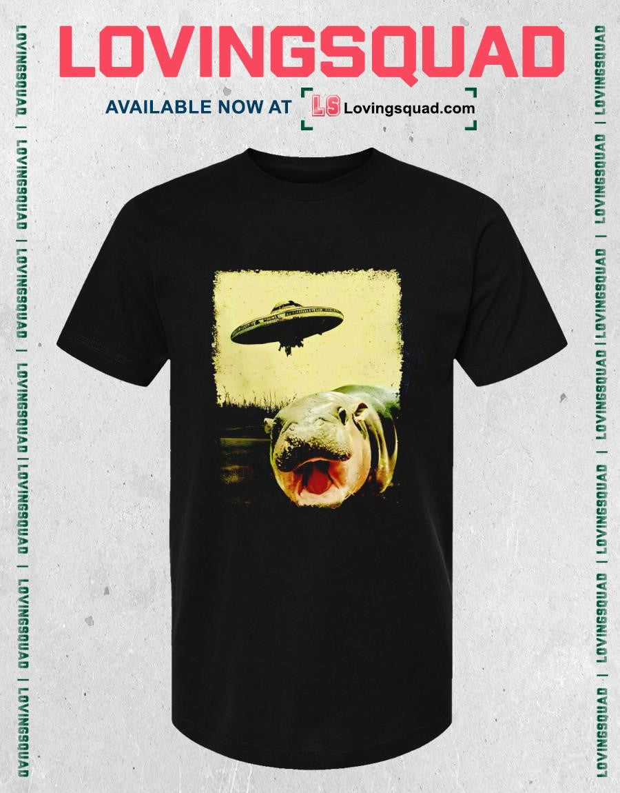 UFO Alien Abduction Hippo Funny Sci Fi Graphic Shirt